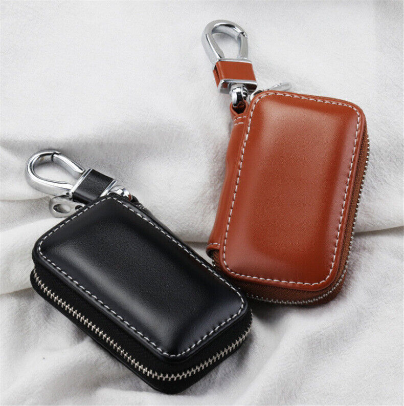 Genuine Leather Auto Key Case Bag Remote Key Fob Cover Car Accessories for Ford