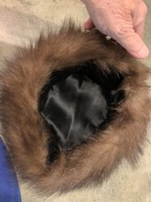 Vintage Brown Fur Pillbox Hat Very Nice 1960 s
