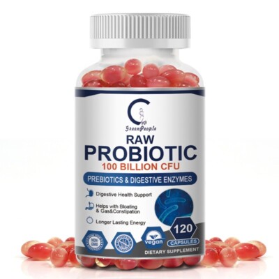 100 Billion CFU Raw Probiotics Capsules   Digestive & Immune Health Support 60ct