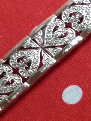 925 Sterling Silver Vintage Heart Stencil Cutout Link Bracelet 7.25'' x .5''