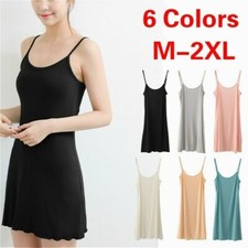 Damen Träger Ärmelloses Kleid Schulterfrei Mid Nachthemd Schlafanzug Top