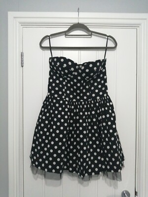 Apricot Black Polkadot/Dotty Dress With Netty Underskirt Size S | eBay