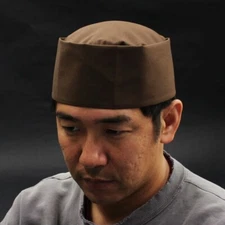 Japanese SUSHI Chef's Uniform Hat Blanche Brown ITAMAE Cap Made in JAPAN
