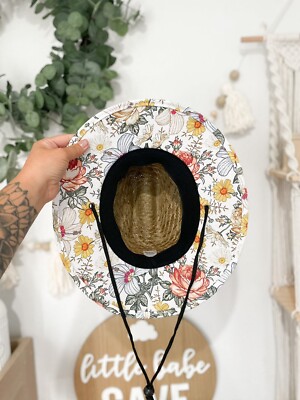 Straw Sun Hat - Floral - Vintage - Bohemian- Hippie- Kids  display picture 2