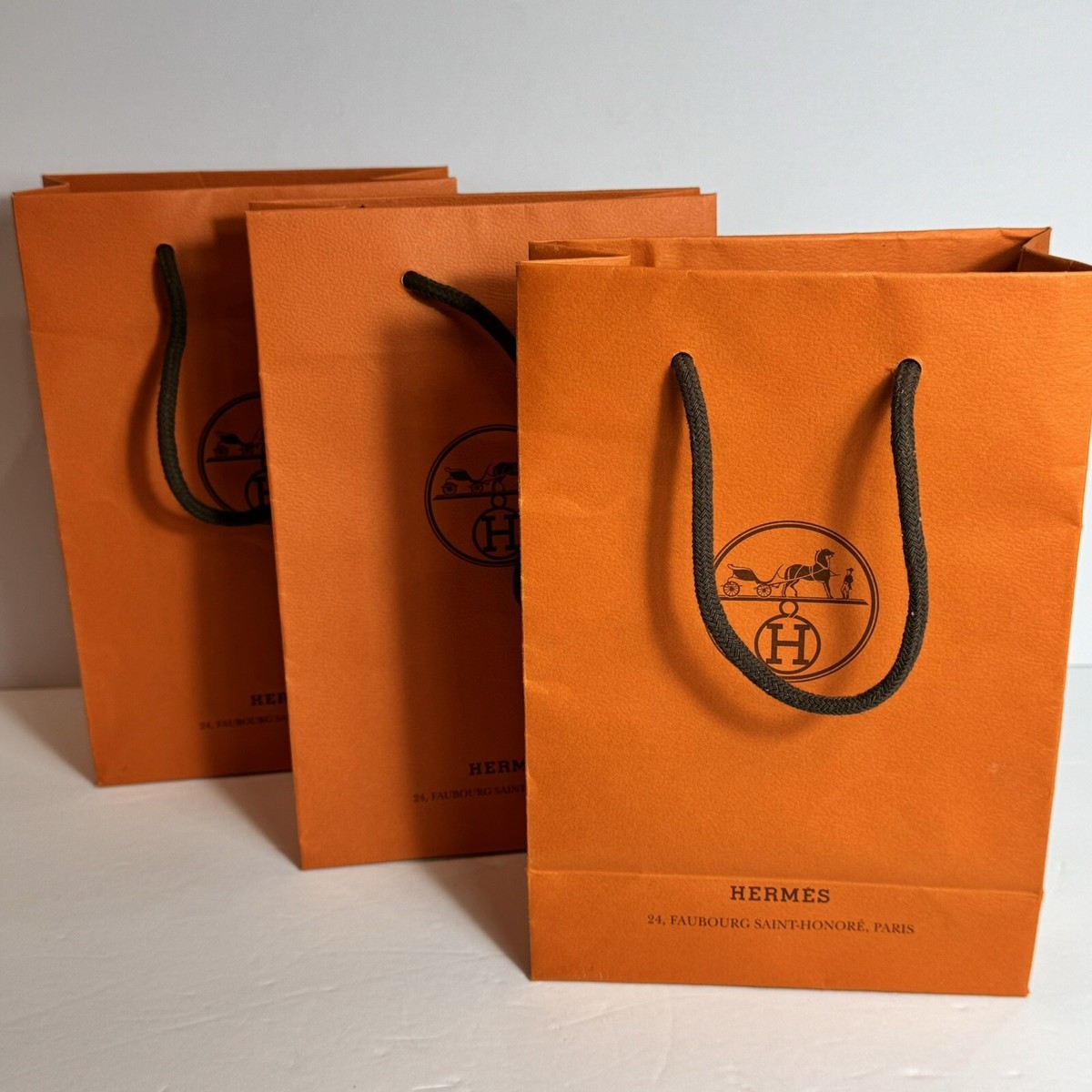 Lot of 4 Hermes Empty Orange Shopping Gift Paper Bag Tote