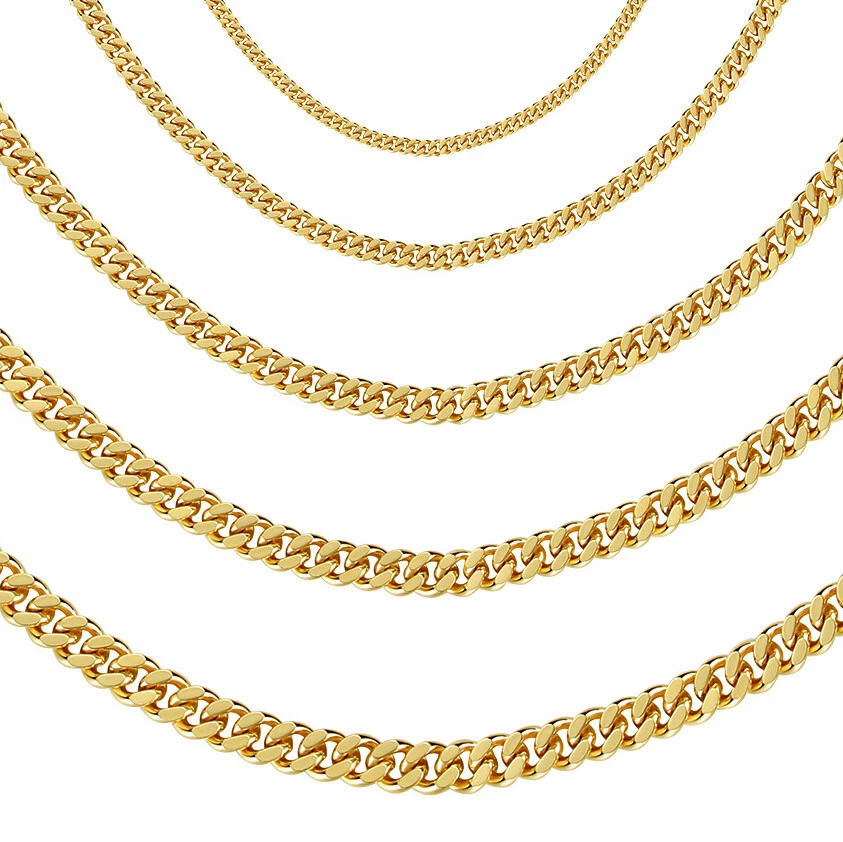 Kette Gold vergoldet Panzerkette Halskette 24K Damen Herren wasserfest K6059DL - Bild 1 von 4