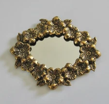 dollhouse doll house miniature FANCY BRASS WALL MIRROR FLOWERS #2