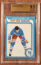 1979 O-Pee-Chee #195 Steve Vickers NY Rangers Hockey Card BVG 9.5 Gem Mint
