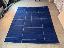 Handgeknüpfter DESIGNER Nepal Teppich blau 250x300 NEU einfarbig