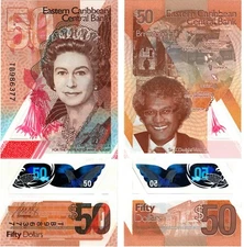 2019 East Caribbean 50 Dollar Polymer Banknote UNC P59