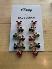 Disney X Baublebar Minnie Mickey Mouse Holiday Christmas Lights Dangle Earrings