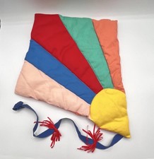 VTG. 80  s Handmade Rainbow 21  In. x 17  In. Puffy Fabric Kite/Tail Nursery Wall