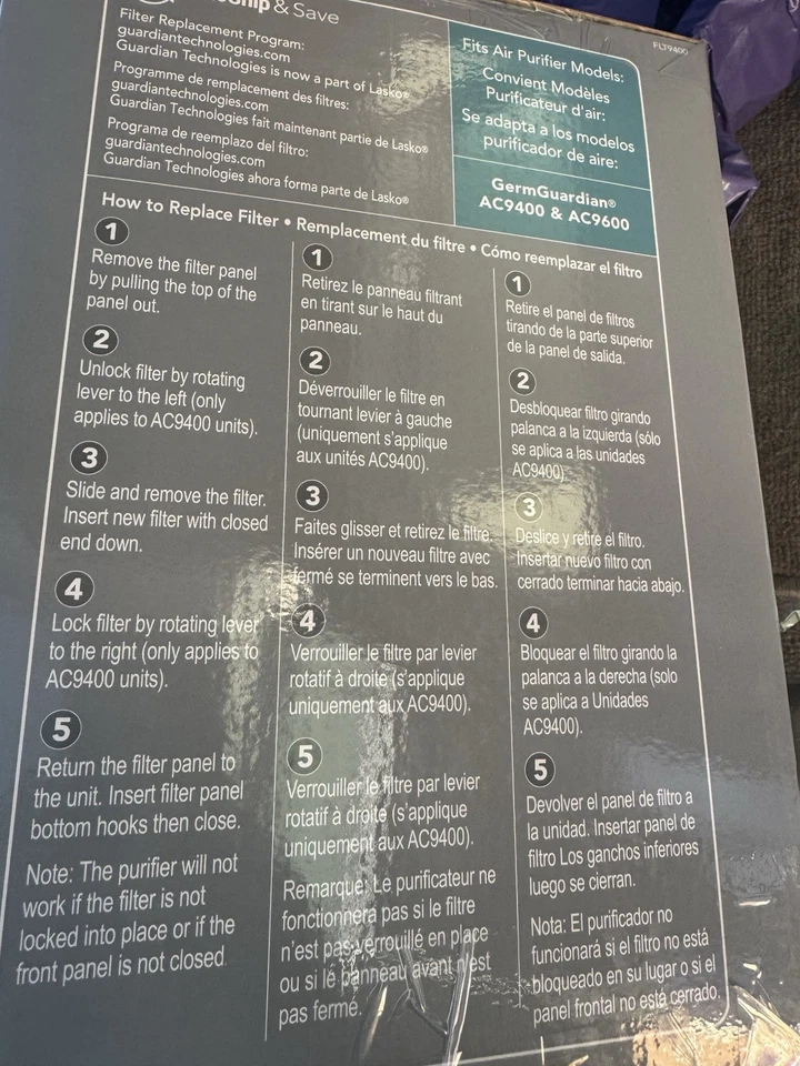 GermGuardian FLT9400 True HEPA Filter K Replacement Fits AC9400 AC9600 - Image 2 of 2