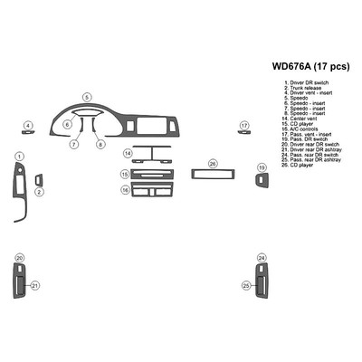 For Audi Q7 07-15 B&I WD676A-DQ7 2D Nut Brown Factory Match Main Dash Kit 17 Pcs