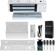 Door Access Control System 1200Lbs Magnetic Lock Kit with ZL Bracket 4 Remote Co