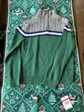 New IZOD Green Blue Grey Half Zip Pullover Sweater Boys 6/7