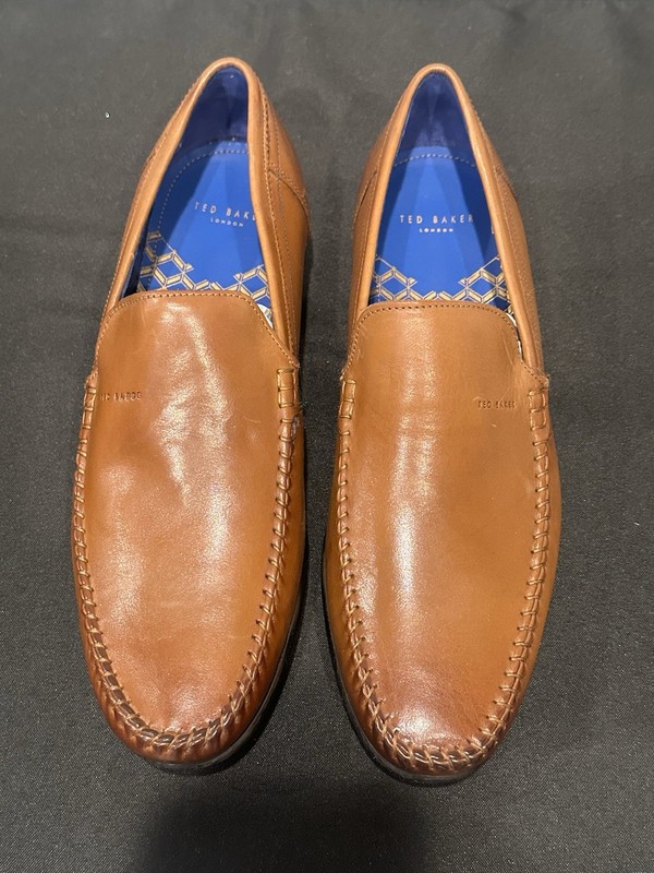 New Ted Baker Men's Brown Leather Shoes Size 12 Classic Simeen London Slip-On