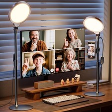 2 Packs Desk Ring Light with Stand, Adjustable Desktop Light with Phone Holde...