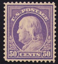 1914 US SC 422 50c Violet Benjamin Franklin MH Mint XF
