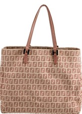 Fendi - Vintage Authentic Zucchino FF Monogram Brown Bag Canvas Leather Italy