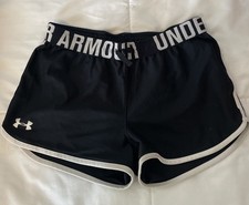 Under Armour HeatGear Youth Large girls Black/White Athletic Shorts Loose