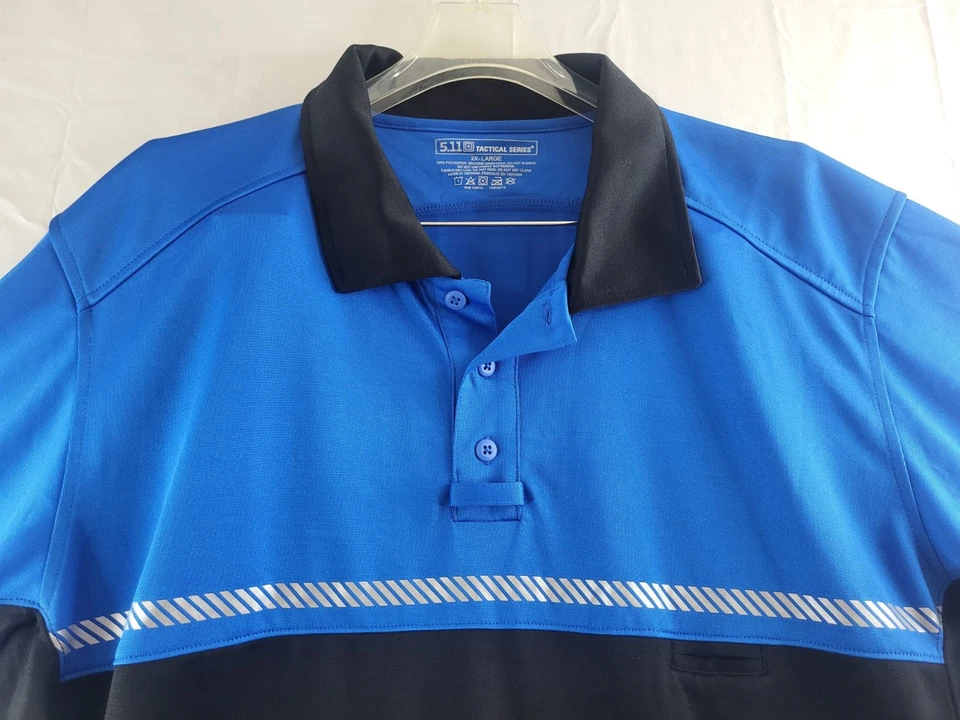 5.11 Tactical Shirt Men's Size 2XL Blue Bike Patrol Short Sleeve Cycling Reflect - Image 3 of 4