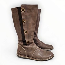 KICKERS Women Brown Leather Round Toe Mid Calf Boots 40/US 9