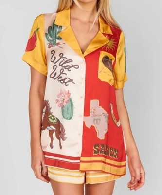 Show Me Your Mumu Home & Away PJ Top Only Lone Star Silky Large Top