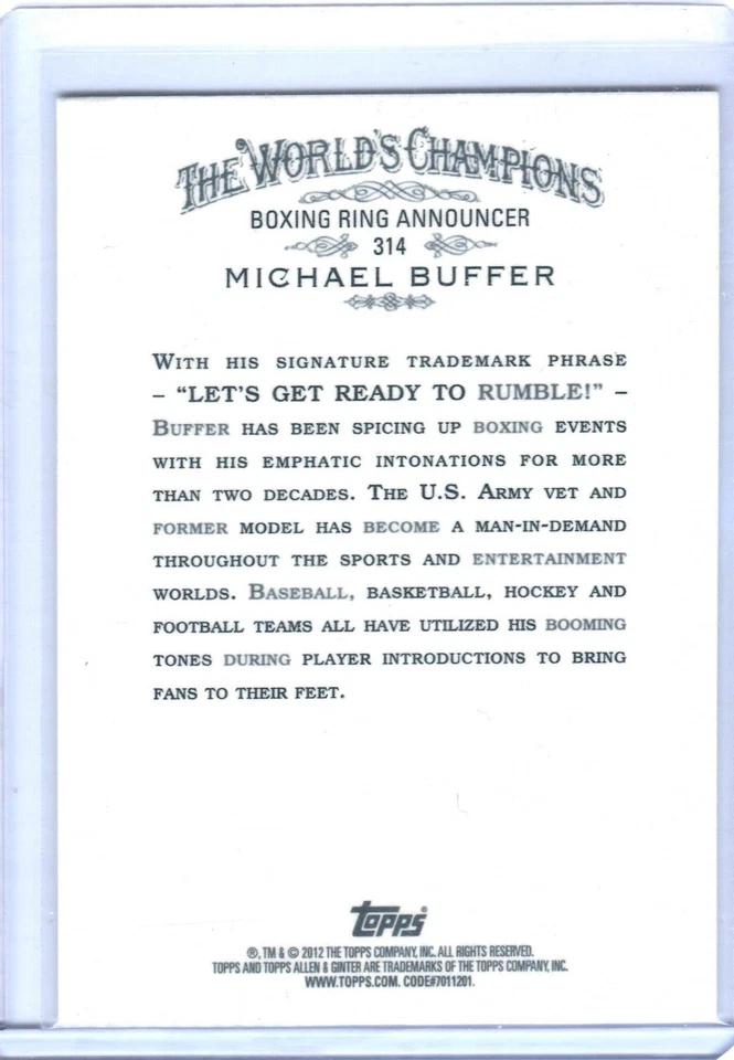 2012 TOPPS ALLEN & GINTER MICHAEL BUFFER SIGNED AUTOGRAPH - Image 2 of 2