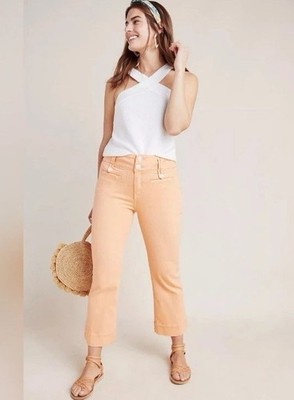 Pilcro and the Letterpress wide flare leg pants 30 10 orange high rise stretch