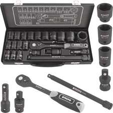 KRAFT STECKSCHL&Uuml;SSEL SATZ 1/2" 22-TLG RATSCHEN SET ADAPTER VERL&Auml;NGERUNG N&Uuml;SSE