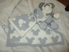 DISNEY BAREFOOT DREAMS MICKEY MOUSE GRAY SECURITY BLANKET STUFFED ANIMAL PLUSH
