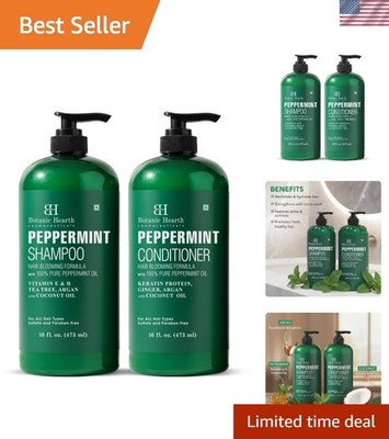 Invigorating Peppermint Shampoo and Conditioner Set - Keratin & Color Safe 16 oz