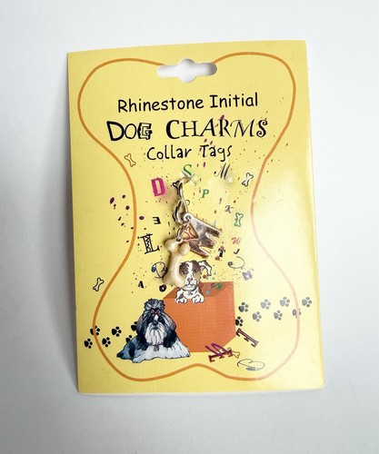 DOG RHINESTONE Initial Letter M & BONE Collar Charm by Sherry Steinmiller READ