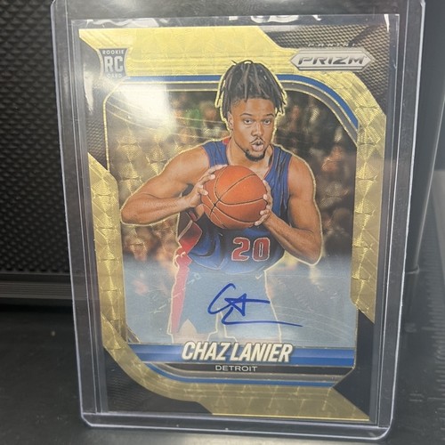  2025-26 Prizm Basketball Chaz Lanier Detroit Pistons #28 RC Auto Gold Vinyl 3/5