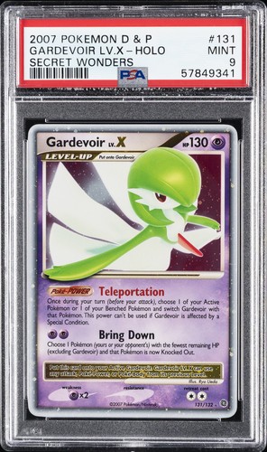 2007 POKEMON DIAMOND & PEARL SECRET WONDERS #131 GARDEVOIR LV.X-HOLO PSA 9