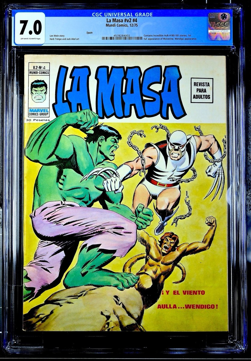1974 CGC 7.0 Hulk 181 Wolverine (White Suit Variant) Spain V2 4 La