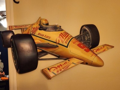 Rare! Miller High Life 3D Blow Mold Indy Race Car Wall sign 43'' See Description 