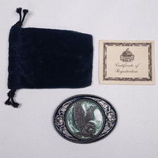 Vtg Bald Eagle Siskiyou Belt Buckle Teal 1991 G-5 Western Americana MADE IN USA