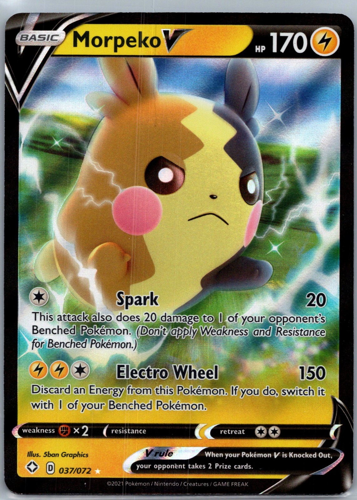 Morpeko V - 37/72 - Shining Fates Ultra Rare Pokemon TCG