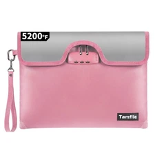 5200°F Fireproof Money Bag with Lock, Water Fireproof Document Bag with Zippe...