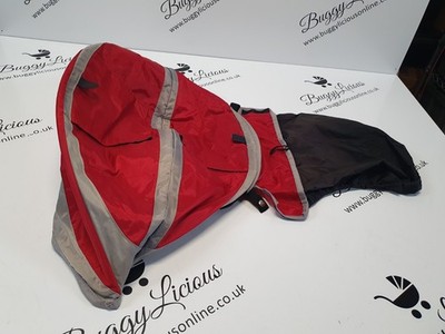 Baby Jogger City Mini DOPPEL LINKS Ersatz Kapuze Stoff rot hellgrau