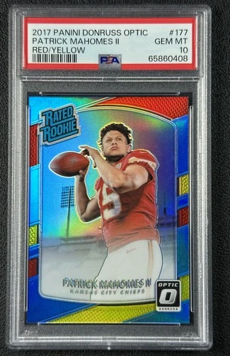 PATRICK MAHOMES II PSA 10 2017 PANINI DONRUSS OPTIC #177 ROOKIE RED YELLOW RC 08