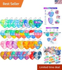 30-Pack Heart-Shaped Pop Fidget Keychains - Perfect Valentines  Party Favors