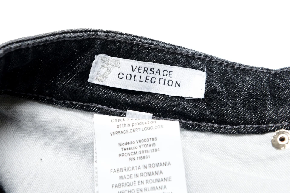 Versace Collection Men's Dark Gray Stretch Classic Jeans - Image 4 of 4