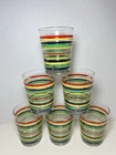 Vintage Fiesta Striped Low Ball Glasses Set of 6 FINE LINE Anchor Hocking