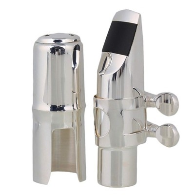 Yibuy Silver Brass #6 Nickel-plated E-flat Alto Saxophone Mouthpiece with Cap...