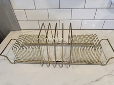 Vintage Brass Wire Vinyl Record Holder LP Album Rack Mid Century Modern MCM