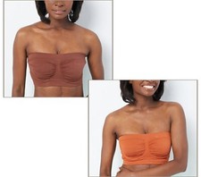 Breezies Set of 2 Seamless Underwire Bandeau Bras-Cappucino/Ginger-2X-A395478