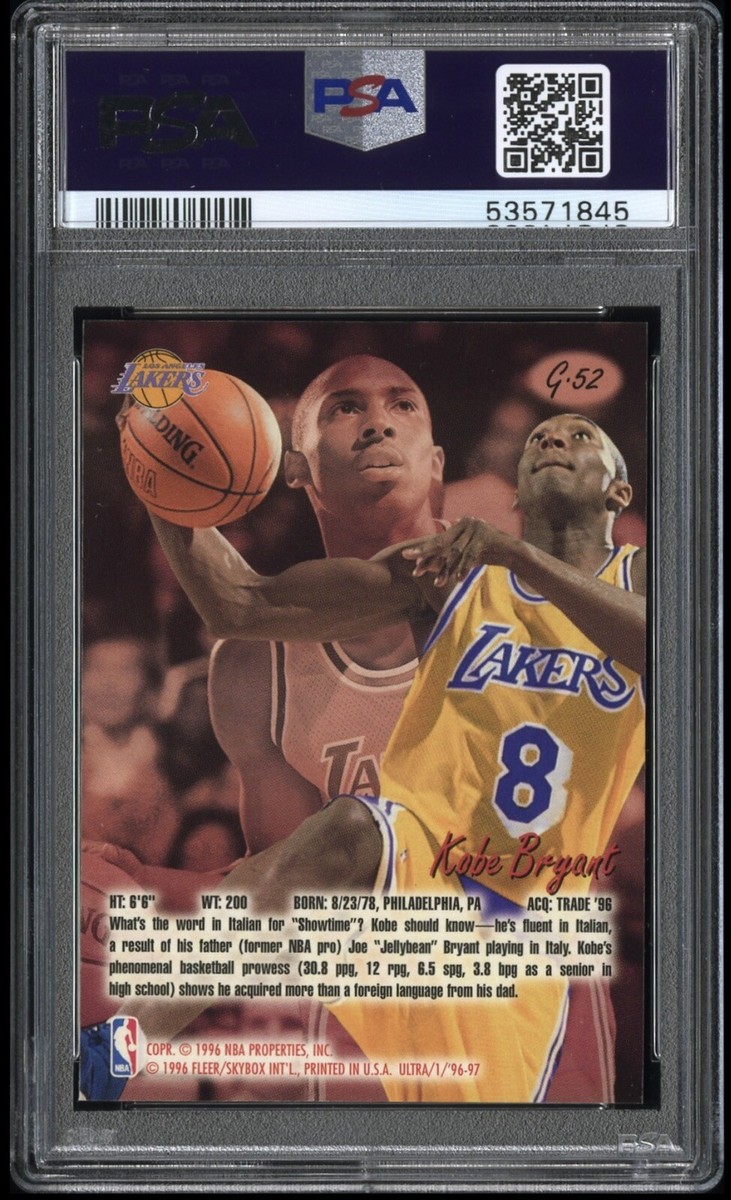 Kobe Bryant 1996-97 Fleer Ultra Gold Medallion RC G-52 PSA 9 pop 6